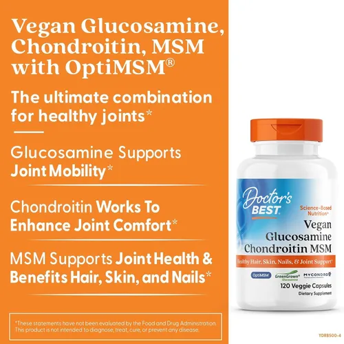 Vista 3 de Doctor's Best Vegana glucosamina condroitina MSM – Suplemento de apoyo a la salud de las articulaciones para mujeres y hombres, apoyo nutricional