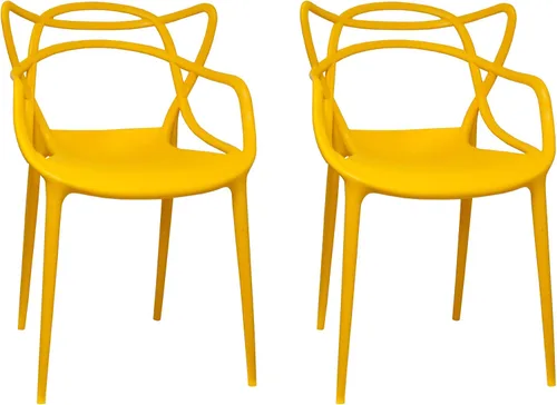 Vista 9 de Mid-Century - Silla de comedor con curva de plástico moldeado (juego de 2), color negro