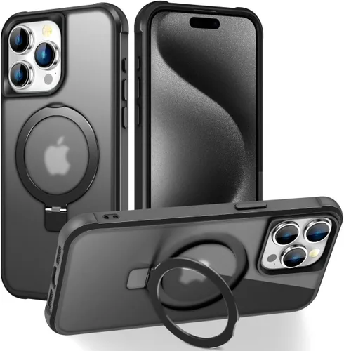 Vista 19 de CHAOFEnG Funda compatible con iPhone 11 Pro Max con soporte, color negro Fundas delgadas de grado militar para iPhone 11 Pro Max con soporte