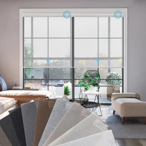 Vista 45 de SmartWings Persianas Enrollables Inteligentes Motorizadas con Filtro de Luz, Persianas Eléctricas con Control Remoto para Ventanas Compatibles