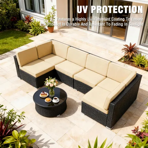 Vista 2 de 14 Piezas Fundas de Cojines para Patio Reemplazo Fundas de Cojines para Sofá de Exterior A Prueba de Salpicaduras Juego de Fundas para Sofá