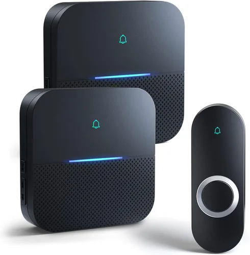 Vista 15 de AIDA Timbre inalámbrico iluminado para el hogar, timbre de batería impermeable inalámbrico de 1,000 pies, 5 niveles de volumen con 58 campanadas