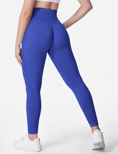 Vista 5 de QOQ Leggings sin costuras para mujer, cintura alta, para gimnasio, correr, yoga, levantamiento de glúteos, mallas de entrenamiento con control