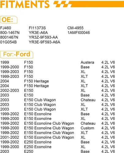 Vista 2 de FJ460 4.2L V6 Inyectores de combustible Compatibles con: Ford F150 1999-2003 F150 Heritage 2004, E150 2002-2003, E150 Eonoline/E150 Econoline Club