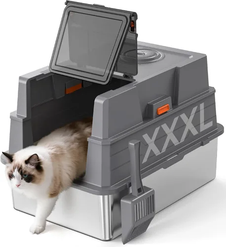 Vista 10 de XXXL Stainless Steel Litter Box with Lid,28" L x 20.5" W x 16.5" H Extra Large Cat Litter Box Enclosure for Large and Multi-Cats
