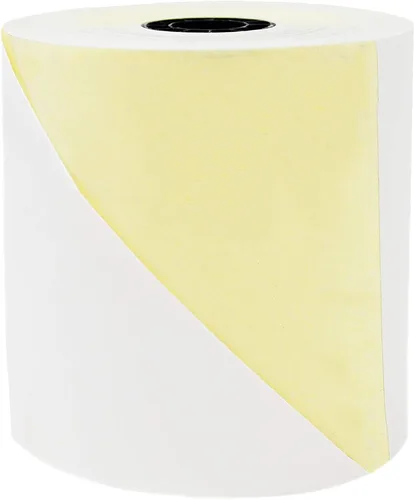 Vista 3 de (5 rollos) de 3 pulgadas x 95 pies, color blanco/canario, 2 capas, para impresora de cocina autocopiadora, rollos de recibos para Star Micronics