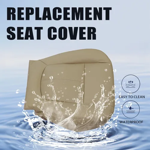 Vista 3 de Priprilod Funda de Asiento de Reemplazo de Microfibra de Cuero Perforada Color Marrón Claro para Conductor y Pasajero, con Respaldo Reclinable
