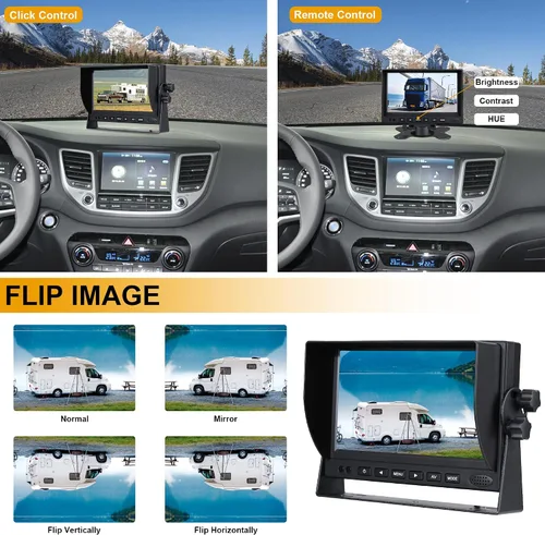 Vista 7 de Cámara de respaldo para caravana, HD 1080P cámara trasera con cámara de respaldo con monitor de 7 pulgadas para caravana, camión, remolque