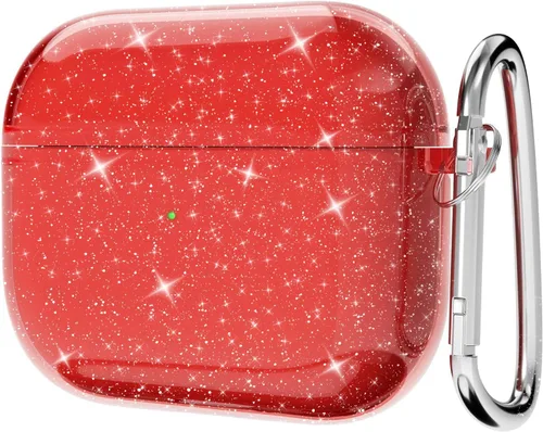 Vista 26 de Svanove Funda para Airpods Transparente con Purpurina, Funda Brillante y Bonita para Airpods de 1ª y 2ª Generación con Llavero, Carcasa Rígida