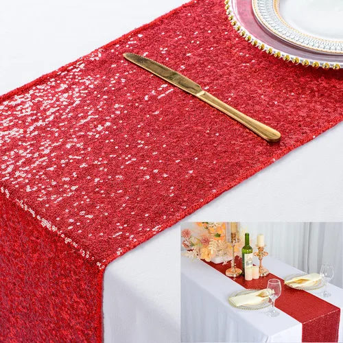 Vista 33 de ShinyBeauty - Camino de mesa rectangular con lentejuelas negras, de 12 x 72 pulgadas, para bodas, fiestas, decoración (12x72 pulgadas) (Negro)