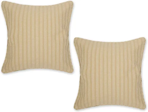 Vista 25 de DII Colección de fundas de almohada, algodón reciclado, cremallera oculta, 18x18, Dobby Plus, blanco roto, 2 piezas