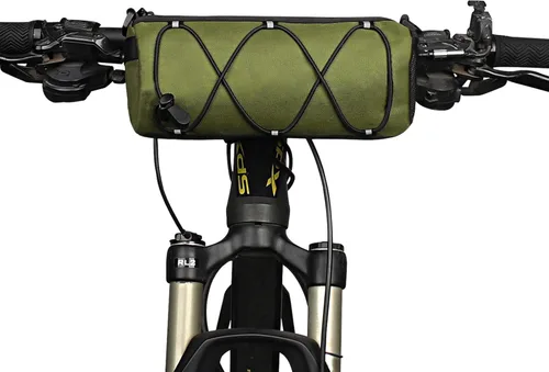 Vista 8 de KOSIBATE Bolsa para manillar de bicicleta con correa para el hombro, bicicletas de carretera de montaña, bolsa frontal de almacenamiento (negro)