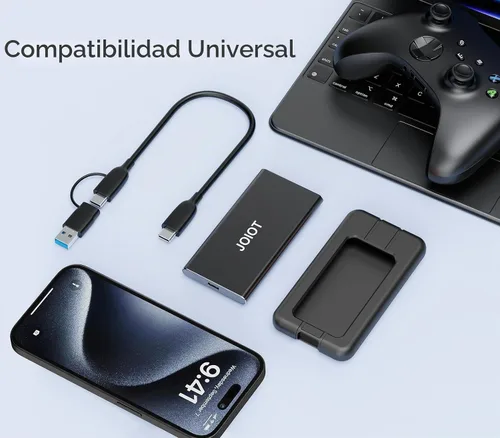 Vista 3 de JOIOT SSD portátil de 1 TB de hasta 2000 MB/s USB-C USB 3.2 Gen 2x2 SSD externo con funda protectora a prueba de golpes tipo C unidad externa
