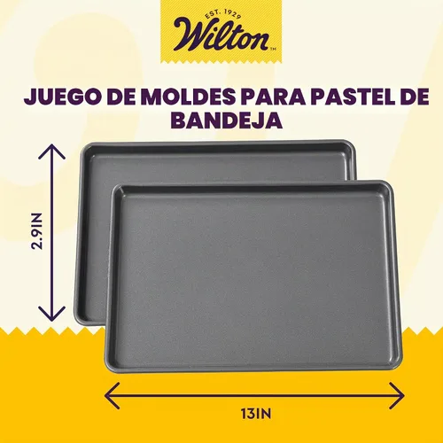 Vista 2 de Wilton Easy Layers - Bandeja rectangular para tartas, juego de 2 bandejas para hornear, acero