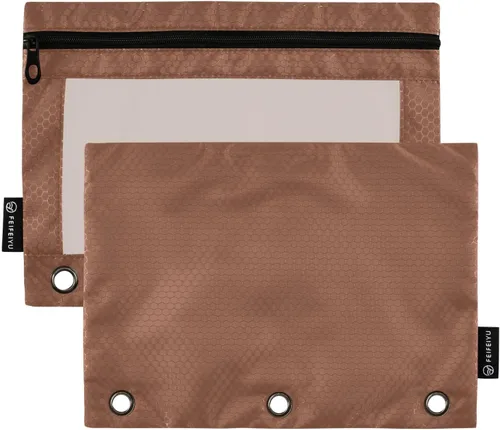 Vista 30 de Estuche negro de 3 anillas para lápices, paquete de 2 unidades, impermeable, de plástico transparente, con cremallera, organizador de documentos
