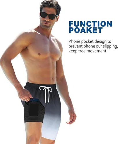Vista 29 de UNICOMIDEA Bañador para hombre con forro de compresión de 9 pulgadas de largo