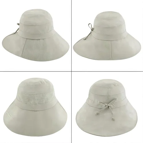 Vista 8 de Women's Cotton Sun Hat with Neck Flap, UV Protection Wide Brim Outdoor Hat Caqui