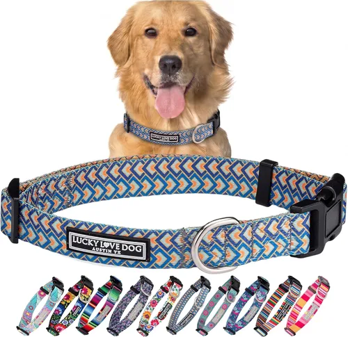 Vista 73 de Lucky Love Dog - Collar de perro ajustable con hebilla de fácil clic para los pequeños, duradero y cómodo para perros machos y hembras, collar