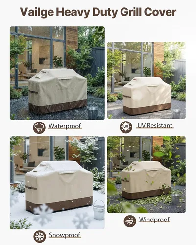 Vista 6 de Vailge Funda para parrilla al aire libre, cubierta impermeable de 48 pulgadas, cubierta de parrilla de gas resistente 600D, resistente a los rayos