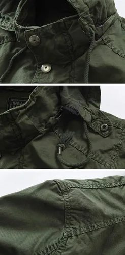 Vista 4 de chouyatou Chaqueta de parka de algodón con capucha extraíble y cierre completo para hombre