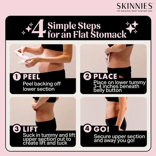 Vista 5 de Skinnies Instant Lifts - Cinta adhesiva para abdominoplastia patentada, fabricada en Estados Unidos, para vientre delgado de 3 a 4 pulgadas al
