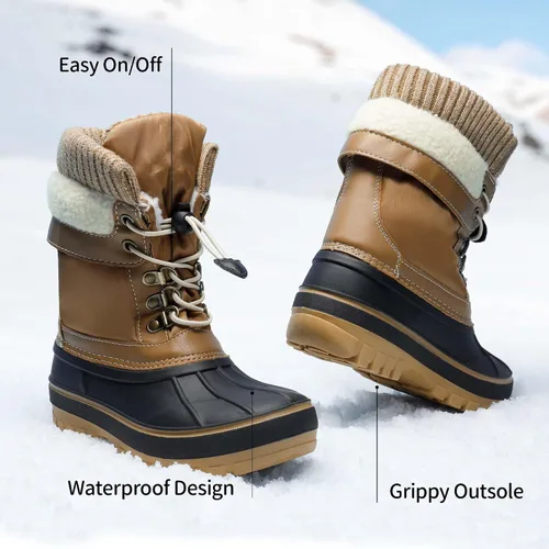 Vista 4 de DREAM PAIRS Botas de nieve, impermeables, con aislamiento, de invierno, para niño y niña