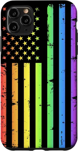 Vista 13 de Funda LGBT para iPhone 17 con diseño de bandera estadounidense arcoíris