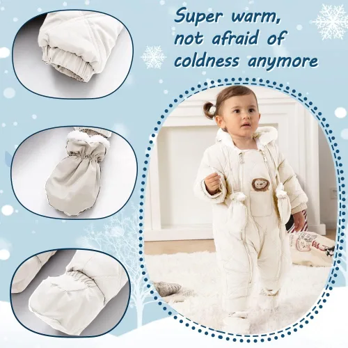 Vista 3 de XIFAMNIY Traje de invierno para bebé, mameluco con capucha para niños, traje de nieve de león
