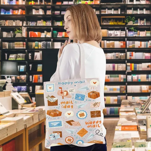 Vista 3 de WZMPA Bolsa de mano para el día del correo feliz del día del correo, regalo de agradecimiento al trabajador postal, bolsa de hombro reutilizable