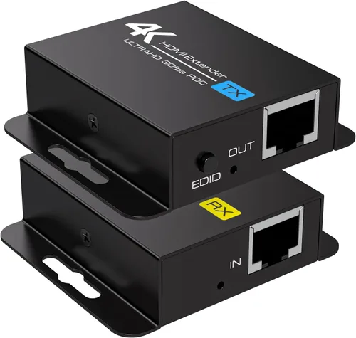 Vista 11 de Extensor HDMI sobre Cat5e/6/7 Ethernet 1080p hasta 196 pies HDMI Balun transmisor transmisor receptor compatible con función EDID y POC 3D HDCP Negro