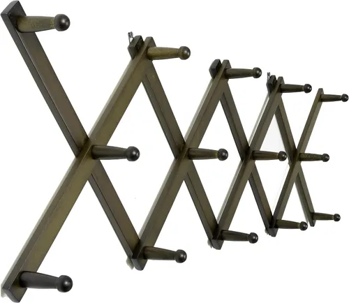Vista 28 de WEBI Perchero de Pared Acordeón, Perchero de Sombreros de Madera Expandible para Perchero de Abrigos Montado en Pared, Soporte de Ganchos Acordeón