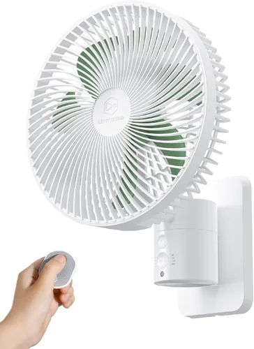 Vista 11 de Ventilador oscilante silencioso de pared de 8.5 pulgadas con control remoto y temporizador, 4 velocidades ajustables para baños pequeños