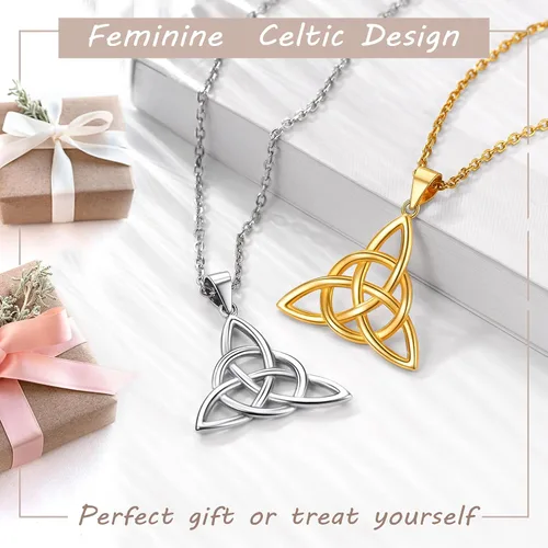 Vista 6 de PROSILVER - Collar celta para mujer, regalo irlandés, plata de ley 925 con nudo de amor, collar de buena suerte, 45,7 a 20.0in, ajustable, viene