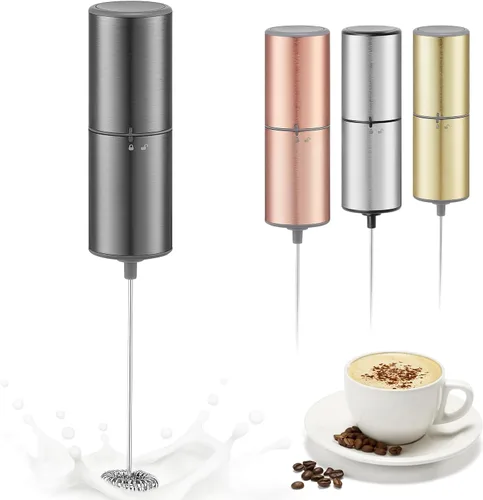 Vista 8 de Espumador de café a batería de ELMWAY, batidor eléctrico de acero inoxidable, mini espumador de leche con mango para café, café con leche, matcha