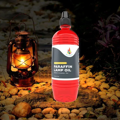 Vista 4 de The Dreidel Company Aceite líquido para lámpara de parafina, medio litro (16.9 fl oz), sin humo, inodoro, combustible ultra limpio para uso en Rojo