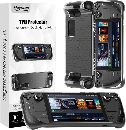 Vista 9 de HEYSTOP - Funda protectora para Steam Deck 2022 funda de vapor transparente cubierta suave de TPU con protección completa absorción de golpes diseño