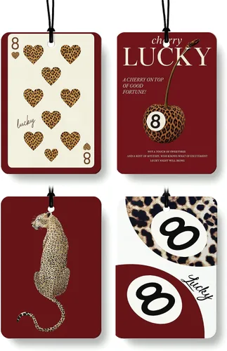 Vista 19 de Ambientador de coche de 8 bolas con estampado de leopardo de moda, 6 unidades, retro coqueta, guepardo, póquer, ambientador colgante para bar