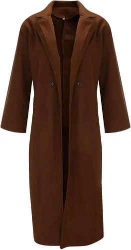 Vista 4 de Women Fashion Solid Color Outwear Winter Long Jacket Long Sleeve Lapel Trench Jacket Craft Wind Temperament Jackets