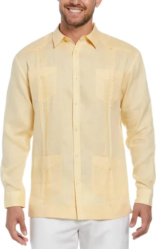 Vista 14 de Cubavera Camisa Guayabera de manga larga con cuatro bolsillos para hombre, 100 % de lino, detalle de pinzas, ajuste relajado