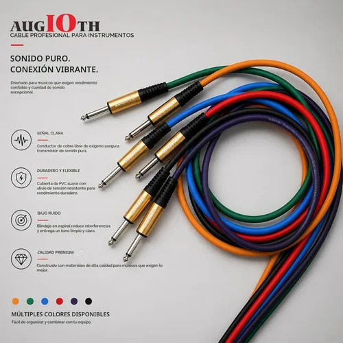 Vista 6 de Cable de guitarra de 3 pies, paquete de 4 colores recto a recto 4-Multicolor