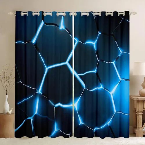 Vista 12 de Cortinas opacas con estampado de panal de abeja verde (30% -50%) con patrón hexagonal para ventana, cortina geométrica de colmena para dormitorio