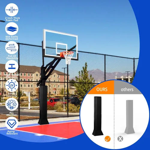 Vista 3 de Base acolchada de baloncesto de base cuadrada para baloncesto, almohadilla cuadrada de alta resistencia, para exteriores se adapta a 4 x 4 pulgadas