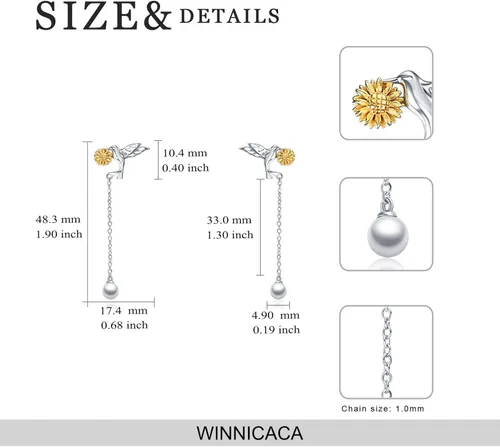 Vista 3 de POTOPYY - Pendientes de plata de ley con diseño de pájaro