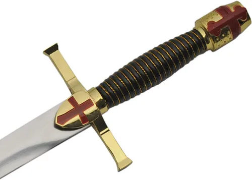 Vista 4 de Szco Supplies 15,5" réplica de oro medieval cruzada daga con vaina