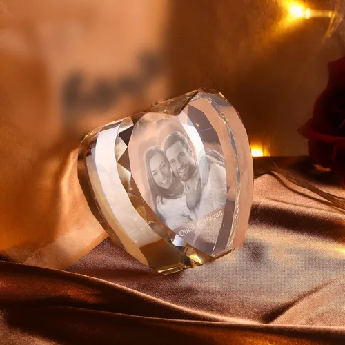 Vista 6 de Foto de cristal 3D, regalo personalizado para mujeres, hombres, mamá, papá, pareja, imagen personalizada en marcos de fotos de cristal, regalo