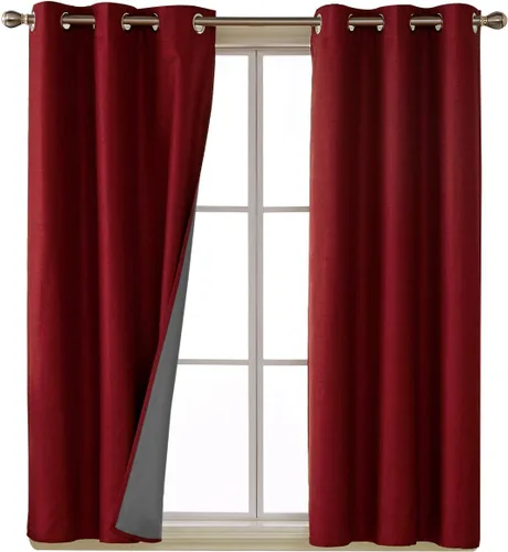 Vista 11 de Deconovo - Cortinas de oscurecimiento total, cortinas de lino sintético de ahorro de energía con revestimiento de 3 capas para ventana pequeña, 42 x
