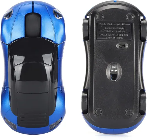 Vista 5 de Ratón de coche de 2.4 GHz, ratón óptico ergonómico con forma de automóvil deportivo 3D con receptor USB, mouse de computadora de 1600 DPI con luz