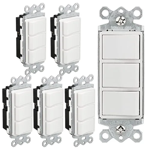 Vista 11 de Baomain Interruptor basculante dúplex de 15 Amp, 120 voltios, Interruptor combinado de CA monofólico