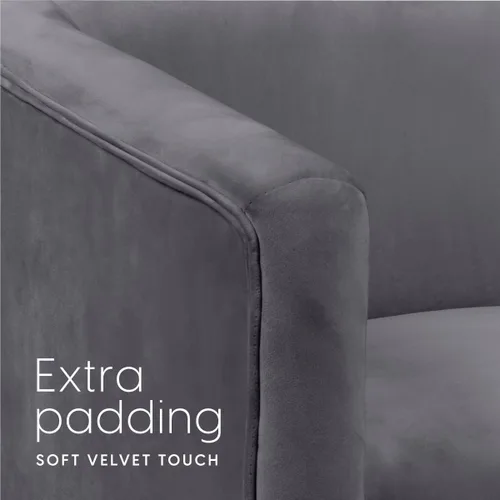 Vista 11 de Milliard Silla con brazo para sala de estar y comedor con terciopelo tapizado fácil de limpiar y patas doradas en forma de X, gris