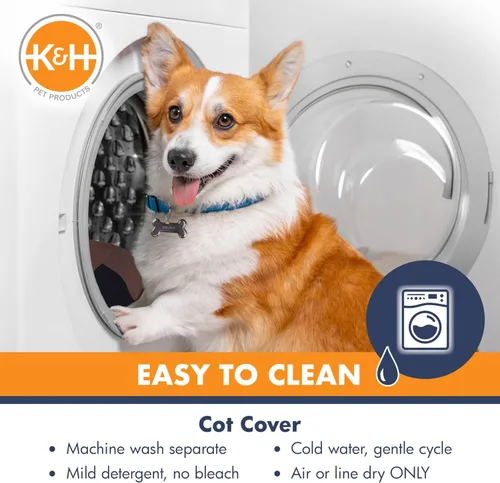 Vista 6 de K&H - Cama elevada para perros para exteriores, cama elevada para perros extra grandes y gigantes, diseño de hamaca central de malla transpirable